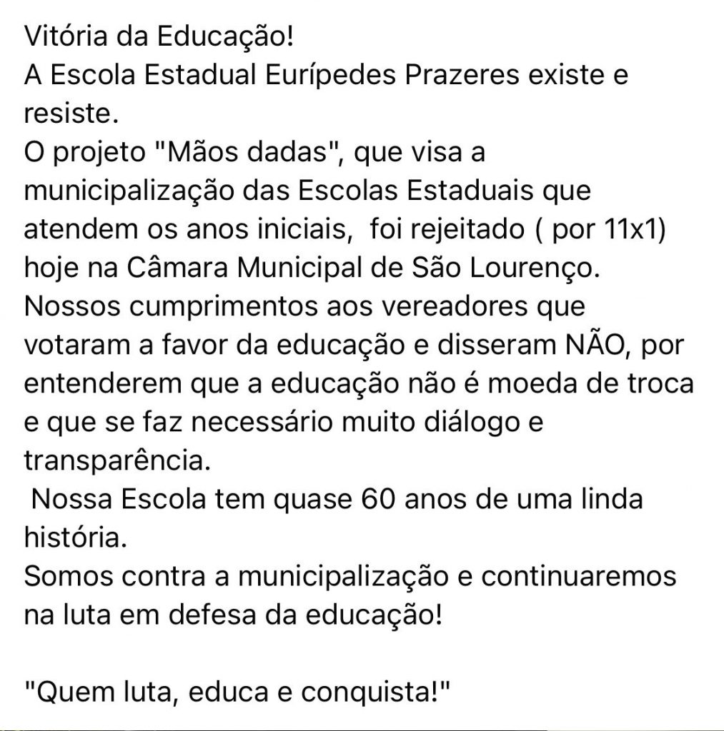 Câmara rejeita projeto do executivo municipal sobre a municipalização da Escola Estadual Eurípedes Prazeres 1 WhatsApp Image 2022 06 07 at 10.42.36 Câmara rejeita projeto do executivo municipal sobre a municipalização da Escola Estadual Eurípedes Prazeres