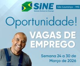 WhatsApp Image 2026 03 25 at 09.14.44 SINE divulga mais de 40 vagas de emprego em São Lourenço nesta semana