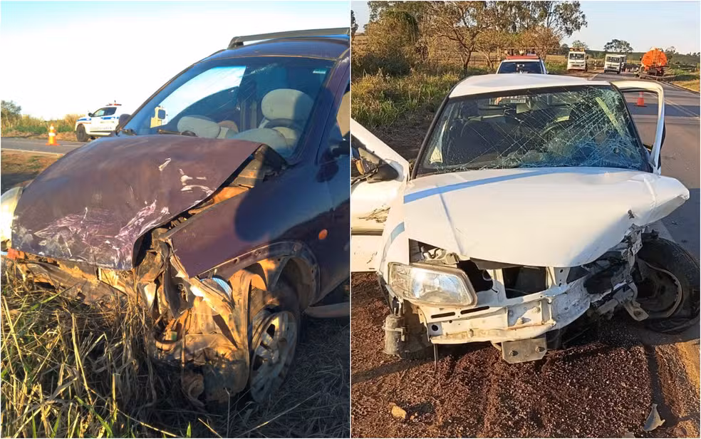 acidente 3 Colisão entre caminhão e dois carros deixa quatro feridos na MGC-369, em Alfenas