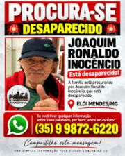 images Idoso de 71 anos desaparece em Elói Mendes e família faz buscas